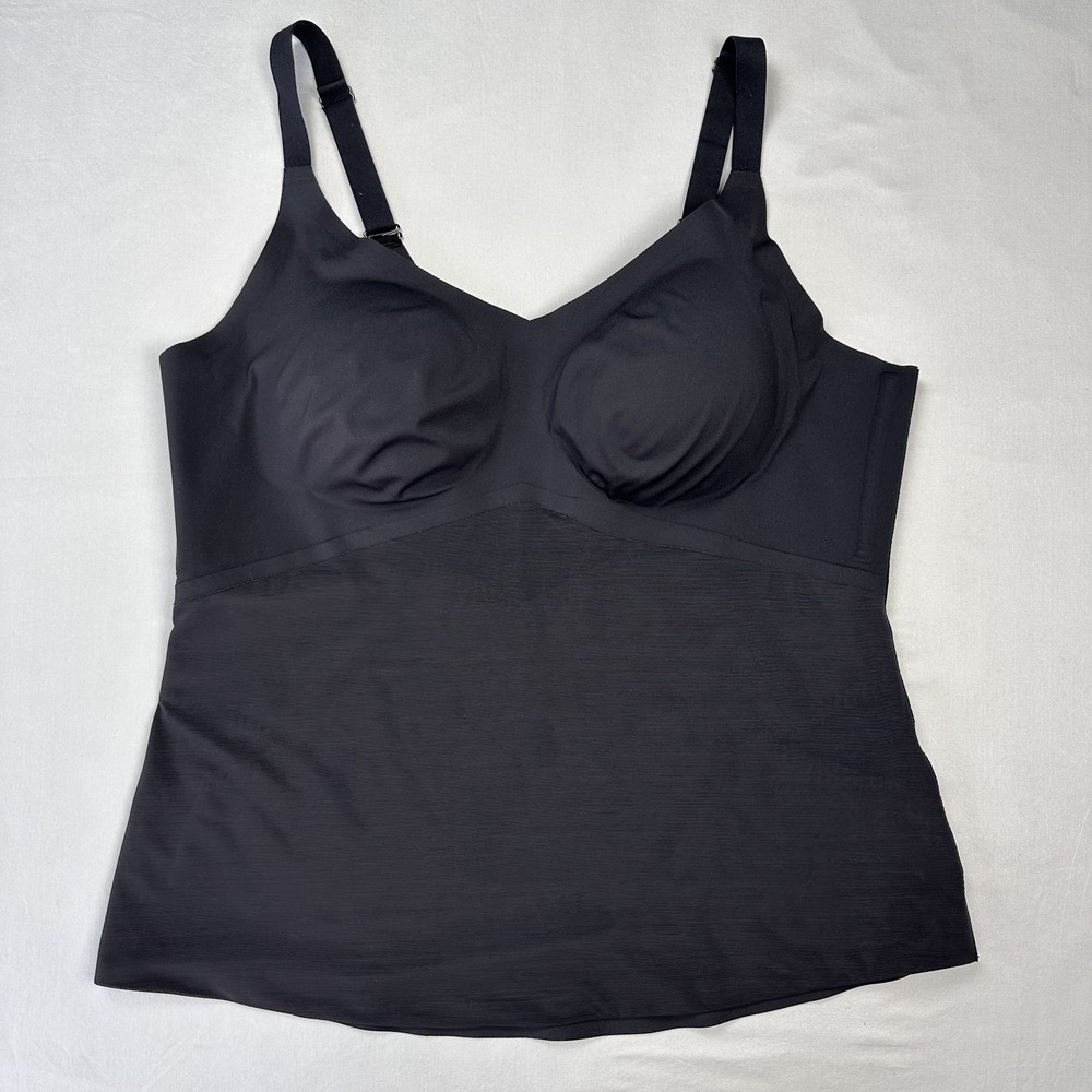 Honeylove Tank Top Women 3X Black Adjustable Straps Shaping Camisole Support Cup